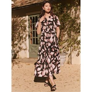 Nic & Zoe SPRING SHADOW DAYDREAM midi DRESS pink‎ white black LARGE